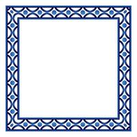 Border frame ceramic tile pattern. Islamic, indian, arabic motifs. Damask border square pattern. Porcelain ethnic bohemian background vector