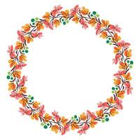 Flower wreath. Round flower wreath, pattern graphic design. Background with a bouquet of flowers in a circle vector