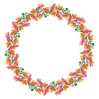 Flower wreath. Round flower wreath, pattern graphic design. Background with a bouquet of flowers in a circle vector