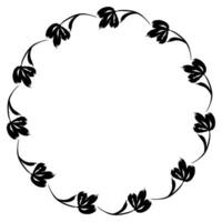 Flower wreath. Round flower wreath, pattern graphic design. Background with a bouquet of flowers in a circle vector