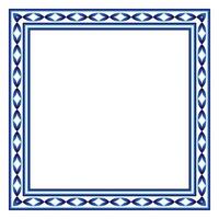 Border frame ceramic tile pattern. Islamic, indian, arabic motifs. Damask border square pattern. Porcelain ethnic bohemian background vector
