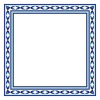 Border frame ceramic tile pattern. Islamic, indian, arabic motifs. Damask border square pattern. Porcelain ethnic bohemian background vector