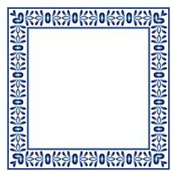 Border frame ceramic tile pattern. Islamic, indian, arabic motifs. Damask border square pattern. Porcelain ethnic bohemian background vector
