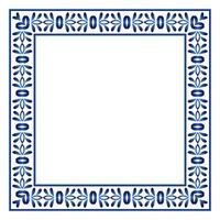 Border frame ceramic tile pattern. Islamic, indian, arabic motifs. Damask border square pattern. Porcelain ethnic bohemian background vector