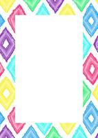 Frame border with rhombus size a4, format a4. Rhombus paintbrush pattern. Abstract baby background with rhombus brush strokes vector