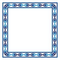 Border frame ceramic tile pattern. Islamic, indian, arabic motifs. Damask border square pattern. Porcelain ethnic bohemian background vector