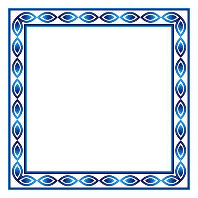 Border frame ceramic tile pattern. Islamic, indian, arabic motifs. Damask border square pattern. Porcelain ethnic bohemian background