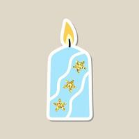 Christmas candle sticker. A festive sticker icon with a candle vector
