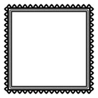 Border frame square pattern. Islamic, indian, greek motifs. Geometric frames in black color isolated on white background vector