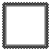 Border frame square pattern. Islamic, indian, greek motifs. Geometric frames in black color isolated on white background vector