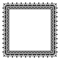 Border frame square pattern. Islamic, indian, greek motifs. Geometric frames in black color isolated on white background vector