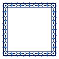 Border frame ceramic tile pattern. Islamic, indian, arabic motifs. Damask border square pattern. Porcelain ethnic bohemian background vector