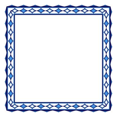 Border frame ceramic tile pattern. Islamic, indian, arabic motifs. Damask border square pattern. Porcelain ethnic bohemian background