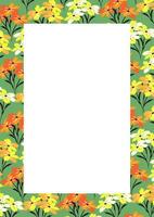 flor marco frontera Talla a4, formato a4. floral modelo. linda floral antecedentes. antecedentes con flor cepillo golpes vector