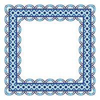 Border frame ceramic tile pattern. Islamic, indian, arabic motifs. Damask border square pattern. Porcelain ethnic bohemian background vector