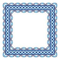 Border frame ceramic tile pattern. Islamic, indian, arabic motifs. Damask border square pattern. Porcelain ethnic bohemian background vector