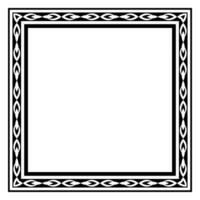Border frame square pattern. Islamic, indian, greek motifs. Geometric frames in black color isolated on white background vector