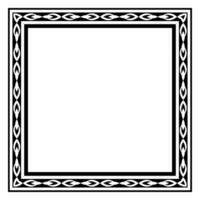 Border frame square pattern. Islamic, indian, greek motifs. Geometric frames in black color isolated on white background vector