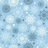 Snowflake seamless pattern. Snow pattern with snowflakes. Festive Christmas and New Year background. Winter vector illustration