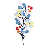 Floral bouquet of brush strokes with brush texture. Flowery branch. Background with floral pattern vector