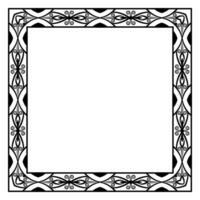 Border frame square pattern. Islamic, indian, greek motifs. Geometric frames in black color isolated on white background vector
