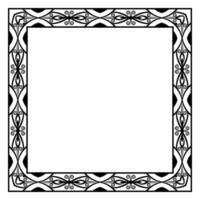 Border frame square pattern. Islamic, indian, greek motifs. Geometric frames in black color isolated on white background vector