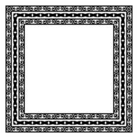 Border frame square pattern. Islamic, indian, greek motifs. Geometric frames in black color isolated on white background vector