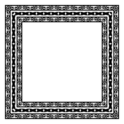 Border frame square pattern. Islamic, indian, greek motifs. Geometric frames in black color isolated on white background