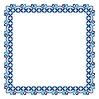 Border frame ceramic tile pattern. Islamic, indian, arabic motifs. Damask border square pattern. Porcelain ethnic bohemian background vector