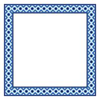 Border frame ceramic tile pattern. Islamic, indian, arabic motifs. Damask border square pattern. Porcelain ethnic bohemian background vector