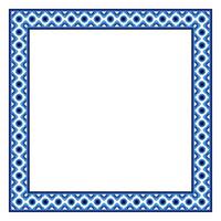 Border frame ceramic tile pattern. Islamic, indian, arabic motifs. Damask border square pattern. Porcelain ethnic bohemian background vector