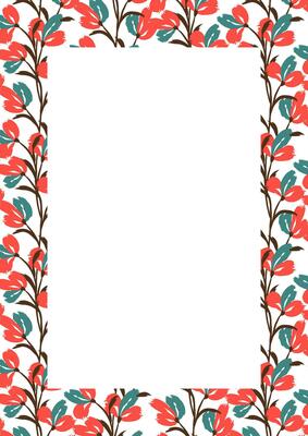 Flower frame border size a4, format a4. Floral pattern. Cute floral background. Background with flower brush strokes