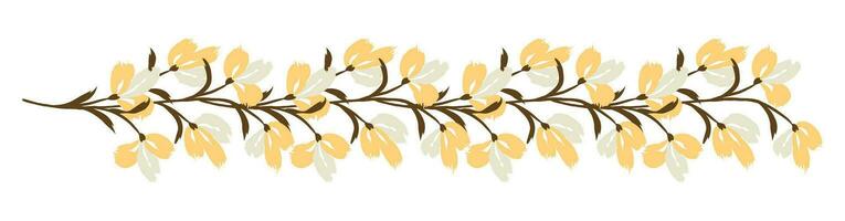 Floral border pattern. Background with bouquet flower branch brush strokes. Border frame made of flowers vector