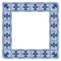 Border frame ceramic tile pattern. Islamic, indian, arabic motifs. Damask border square pattern. Porcelain ethnic bohemian background vector