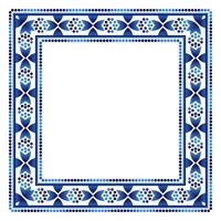 Border frame ceramic tile pattern. Islamic, indian, arabic motifs. Damask border square pattern. Porcelain ethnic bohemian background vector