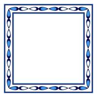 Border frame ceramic tile pattern. Islamic, indian, arabic motifs. Damask border square pattern. Porcelain ethnic bohemian background vector