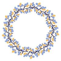 Flower wreath. Round flower wreath, pattern graphic design. Background with a bouquet of flowers in a circle vector