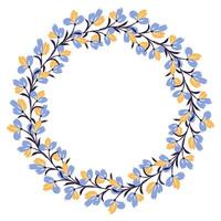 Flower wreath. Round flower wreath, pattern graphic design. Background with a bouquet of flowers in a circle vector