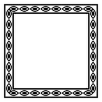 Border frame square pattern. Islamic, indian, greek motifs. Geometric frames in black color isolated on white background vector