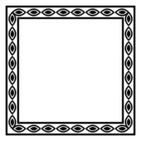 Border frame square pattern. Islamic, indian, greek motifs. Geometric frames in black color isolated on white background vector