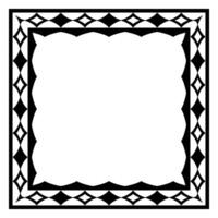 Border frame square pattern. Islamic, indian, greek motifs. Geometric frames in black color isolated on white background vector