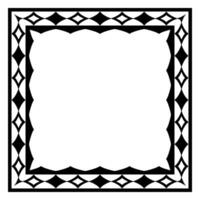 Border frame square pattern. Islamic, indian, greek motifs. Geometric frames in black color isolated on white background vector