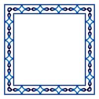 Border frame ceramic tile pattern. Islamic, indian, arabic motifs. Damask border square pattern. Porcelain ethnic bohemian background vector