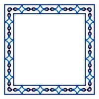 Border frame ceramic tile pattern. Islamic, indian, arabic motifs. Damask border square pattern. Porcelain ethnic bohemian background vector