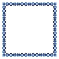 Border frame ceramic tile pattern. Islamic, indian, arabic motifs. Damask border square pattern. Porcelain ethnic bohemian background vector