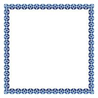 Border frame ceramic tile pattern. Islamic, indian, arabic motifs. Damask border square pattern. Porcelain ethnic bohemian background vector