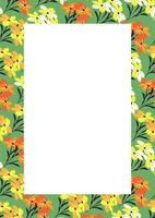 flor marco frontera Talla a4, formato a4. floral modelo. linda floral antecedentes. antecedentes con flor cepillo golpes vector