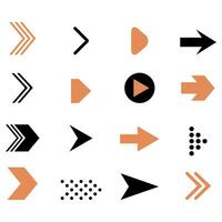 Arrow collection direction, pointer. Vector set of arrow cursor, sketchy style orientation illustration