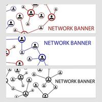 Network cards with place for text. Business information networking, network point wireframe banner. Vector illustration