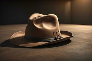 AI generated Cowboy hat on a wooden table. ai generative photo